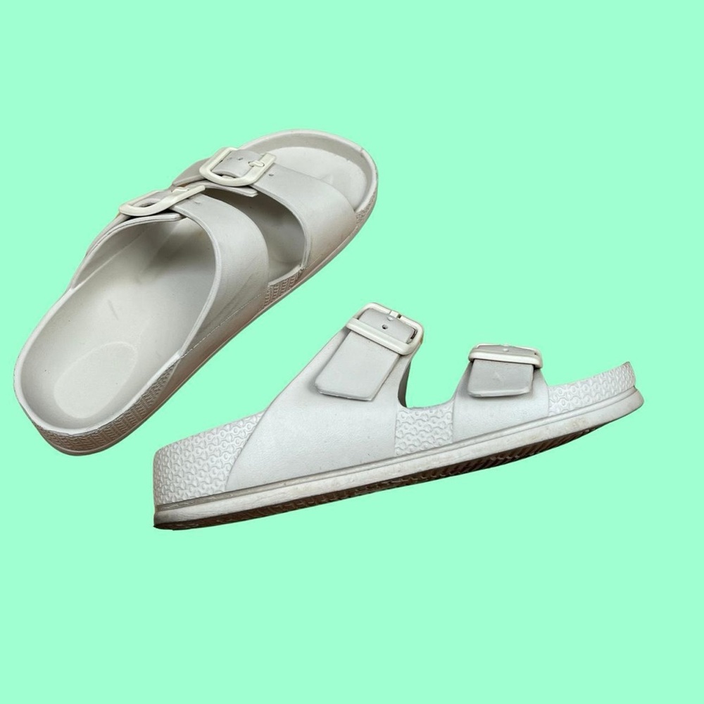 White Double Strap Sandals